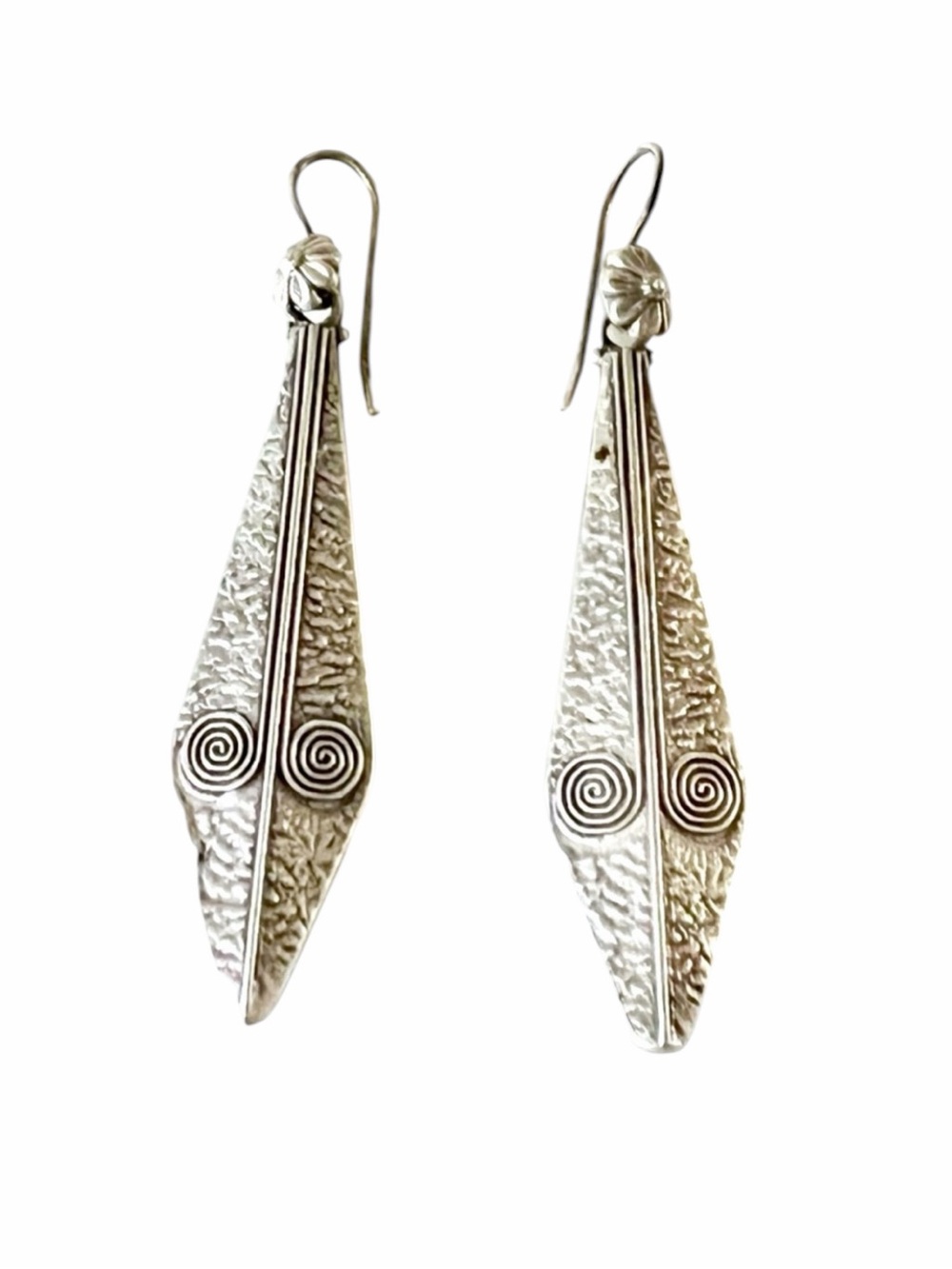 Antique Silver Signed 925 Tribal Earrings